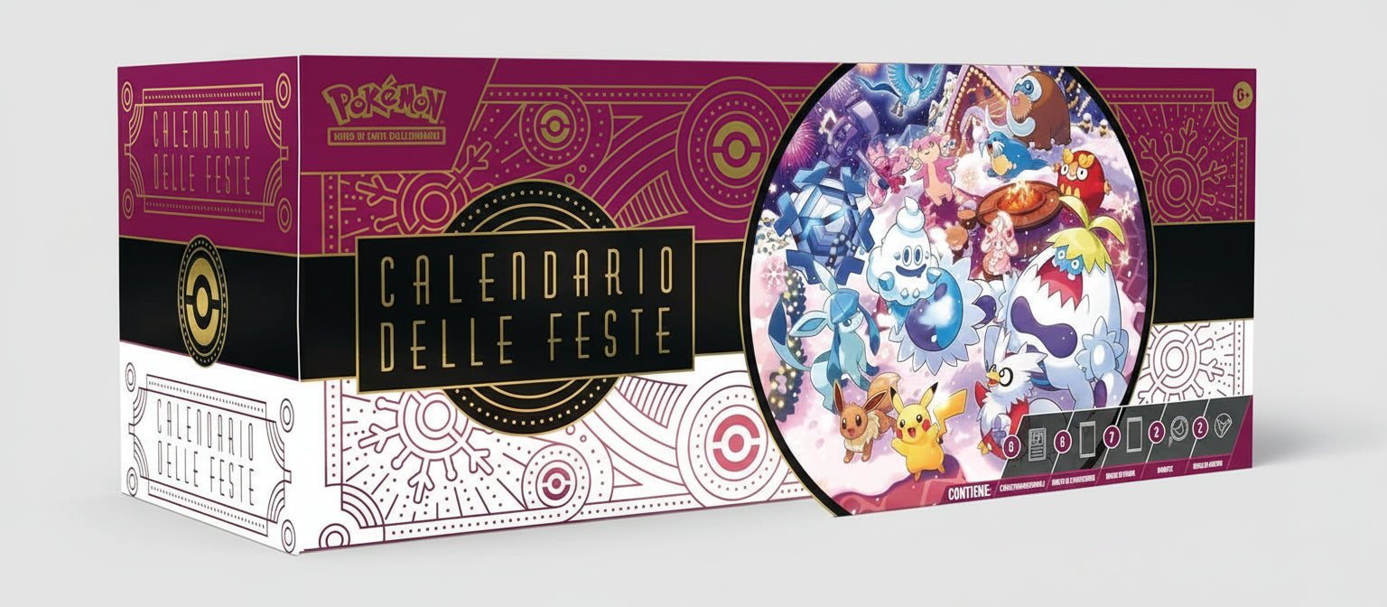 Pokémon: calendario delle feste del GCC Pokémon (otto carte olografiche, sei buste di espansione, sette buste di prova e tanto altro)